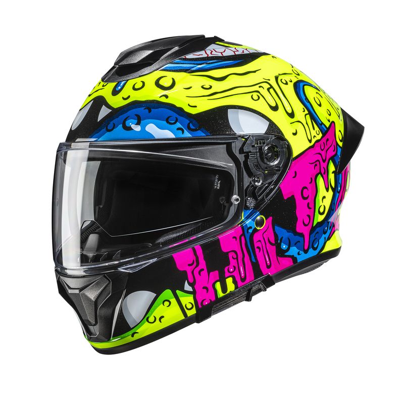 KASK MOTOCYKLOWY HJC C71 SQUEEZE YELLOW PINK 