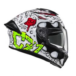 KASK MOTOCYKLOWY HJC C71 SQUEEZE WHITE GREEN 