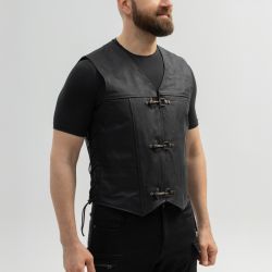 KAMIZELKA MOTOCYKLOWA SKÓRZANA BROGER CLUBMAN BLACK 