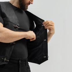 KAMIZELKA MOTOCYKLOWA SKÓRZANA BROGER CLUBMAN BLACK 