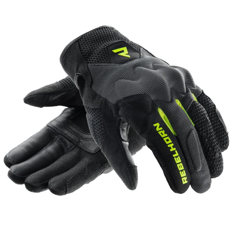 RĘKAWICE MOTOCYKLOWE REBELHORN CORE BLACK GREY FLUO YELLOW 