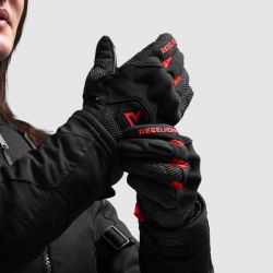RĘKAWICE MOTOCYKLOWE DAMSKIE REBELHORN CORE BLACK RED 