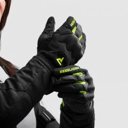 RĘKAWICE MOTOCYKLOWE DAMSKIE REBELHORN CORE BLACK GREY FLUO YELLOW 