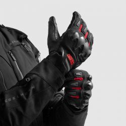 RĘKAWICE MOTOCYKLOWE REBELHORN DEFENDER BLACK RED 