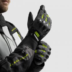 RĘKAWICE MOTOCYKLOWE REBELHORN DEFENDER BLACK GREY FLUO YELLOW 