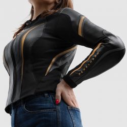 KURTKA MOTOCYKLOWA SKÓRZANA DAMSKA REBELHORN DIVA ST BLACK GOLD 