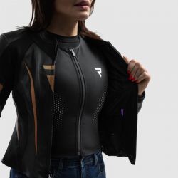 KURTKA MOTOCYKLOWA SKÓRZANA DAMSKA REBELHORN DIVA ST BLACK GOLD 