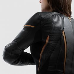 KURTKA MOTOCYKLOWA SKÓRZANA DAMSKA REBELHORN DIVA ST BLACK GOLD 