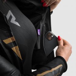 KURTKA MOTOCYKLOWA SKÓRZANA DAMSKA REBELHORN DIVA ST BLACK GOLD 