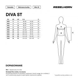 KURTKA MOTOCYKLOWA SKÓRZANA DAMSKA REBELHORN DIVA ST BLACK GOLD 