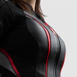 KURTKA MOTOCYKLOWA SKÓRZANA DAMSKA REBELHORN DIVA ST BLACK RED WHITE 