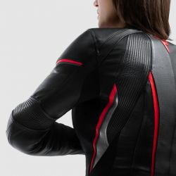 KURTKA MOTOCYKLOWA SKÓRZANA DAMSKA REBELHORN DIVA ST BLACK RED WHITE 