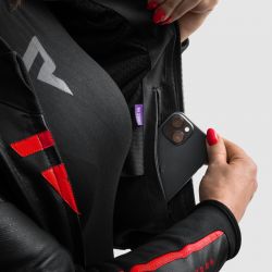 KURTKA MOTOCYKLOWA SKÓRZANA DAMSKA REBELHORN DIVA ST BLACK RED WHITE 