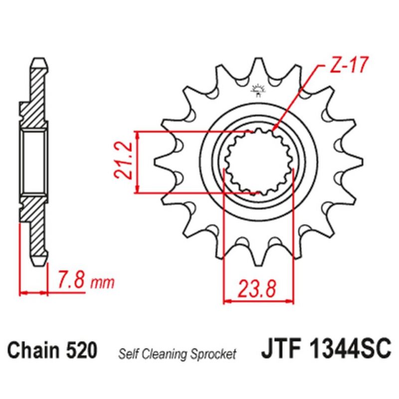 JT ZĘBATKA PRZEDNIA 2320 13 HONDA CRF 250R '18-'23 SAMOOCZYSZCZAJĄCA 232013JTSC ŁAŃC. 520