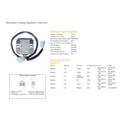 DZE REGULATOR NAPIĘCIA YAMAHA XV 700 VIRAGO '84-'85 XV 750 VIRAGO '81-'83 XV 920 VIRAGO '81-'83 XV 1000SE '83-'85 XZ 550 VISION 