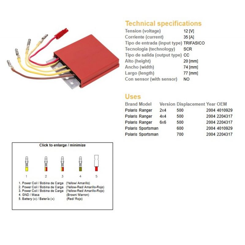 DZE REGULATOR NAPIĘCIA POLARIS SPORTSMAN 500 RANGER '04 600 SPORTSMAN '04 700 SPORTSMAN '04