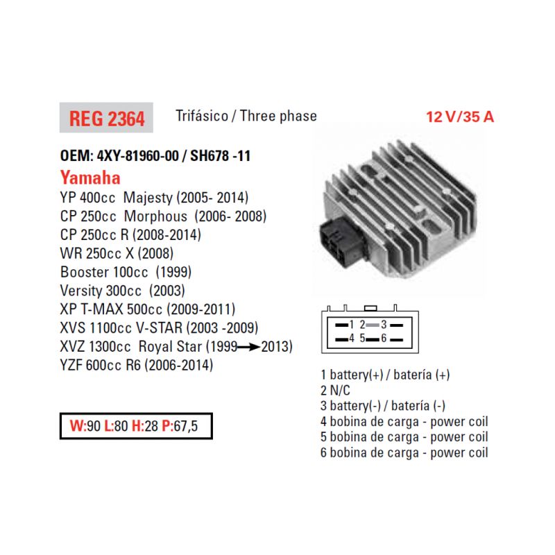DZE REGULATOR NAPIĘCIA CAN AM HONDA TRX 500FA/FGA '01-'04 KAWASAKI KVF 650/750 BRUTE FORCE '05-'13 SUZUKI LT-A 400/500/700/750 '
