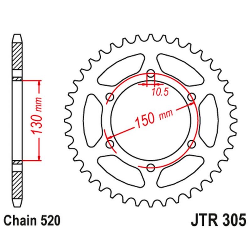 JT ZĘBATKA TYLNA 236 46 HONDA NX 650 '95-'01, YAMAHA XJ 6 '09-'15 23646JTZBK ŁAŃC. 520 - PATRZ RÓWNIEŻ 430946 23646JTZBK KOLOR C