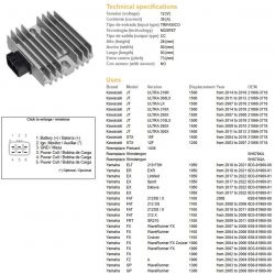 DZE REGULATOR NAPIĘCIA KAWASAKI STX 1200 '03-'07 STX 1500 '07-'19 YAMAHA ELT/ER/EX/FAT/FX/FZ/GP/JD 1000/1050/1100