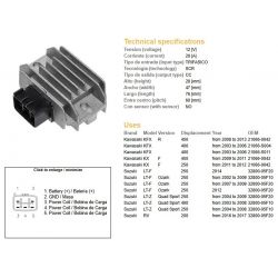DZE REGULATOR NAPIĘCIA KAWASAKI KX 250F '11-'12 KX 450F '09-'11 KFX 400 '03-'06 KFX 450R '08-'13 SUZUKI LT-F 250 OZARK '02-'12 L