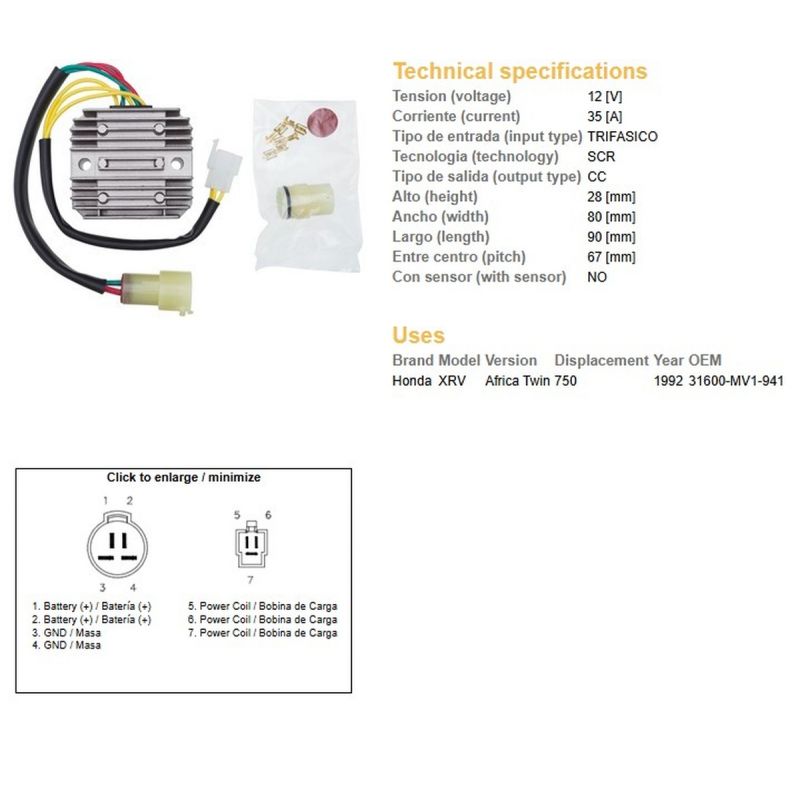 DZE REGULATOR NAPIĘCIA HONDA XRV 750 AFRICA TWIN '92 31600-MV1-941 35A