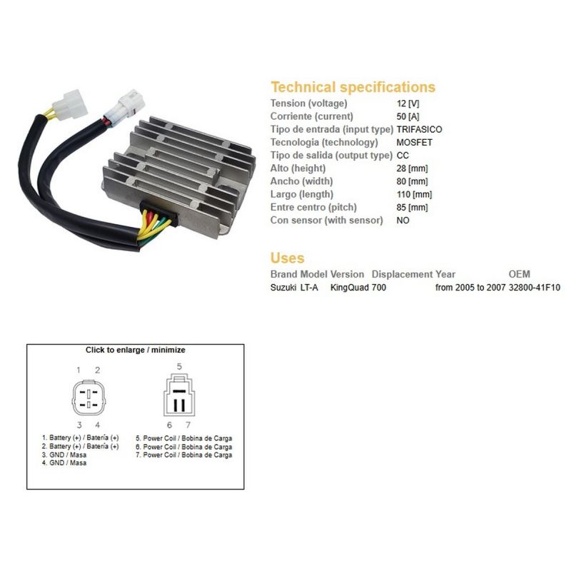 DZE REGULATOR NAPIĘCIA SUZUKI LT-A 700 KING QUAD '05-'07 32800-41F10 MOSFET 50A