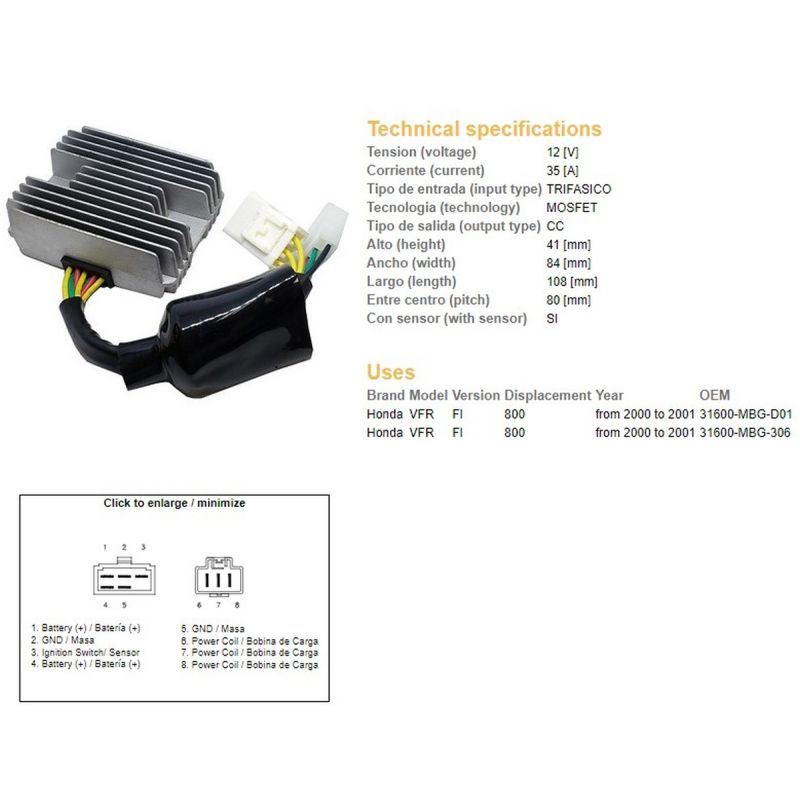 DZE REGULATOR NAPIĘCIA HONDA VFR 800 FI '00-'01 35A 3160-MBG-D01 ESR691