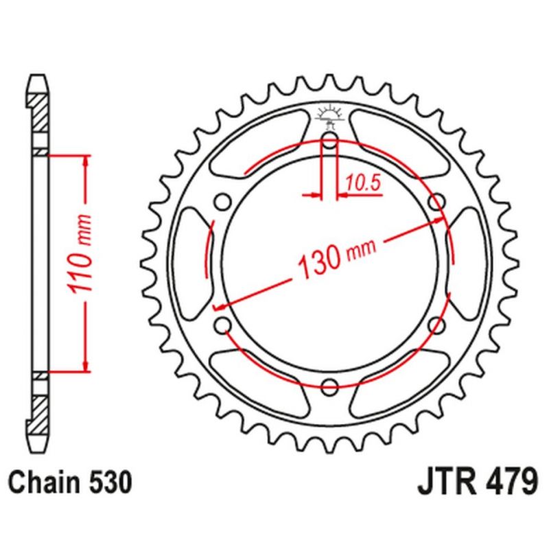 JT ZĘBATKA TYLNA 241 46 YAMAHA FZ6 '04-'09 24146JTZBK ŁAŃC. 530 KOLOR CZARNY