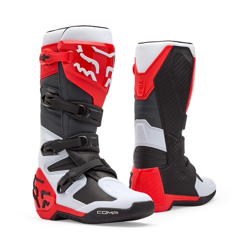 BUTY MOTOCYKLOWE FOX COMP WHITE FLUO RED  ENDURO CROSS