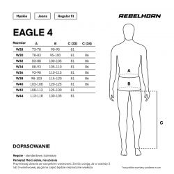 JEANSY MOTOCYKLOWE REBELHORN EAGLE 4 BLACK REGULAR FIT 