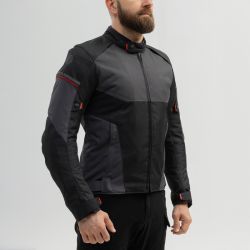 KURTKA MOTOCYKLOWA TEKSTYLNA BROGER GRID BLACK DARK GREY RED 