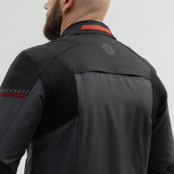 KURTKA MOTOCYKLOWA TEKSTYLNA BROGER GRID BLACK DARK GREY RED 