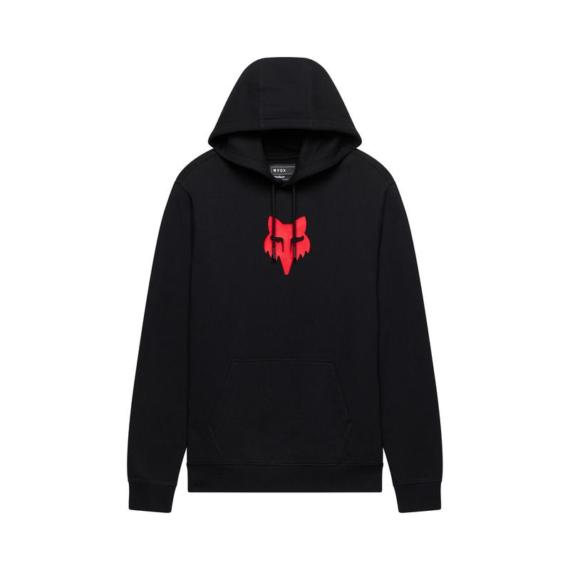 BLUZA Z KAPTUREM FOX HEAD FLEECE PO BLACK RED  ENDURO CROSS
