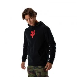 BLUZA Z KAPTUREM FOX HEAD FLEECE PO BLACK RED  ENDURO CROSS