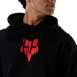 BLUZA Z KAPTUREM FOX HEAD FLEECE PO BLACK RED  ENDURO CROSS