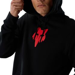 BLUZA Z KAPTUREM FOX HEAD FLEECE PO BLACK RED  ENDURO CROSS