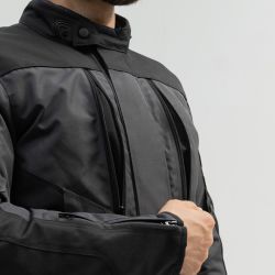 KURTKA MOTOCYKLOWA TEKSTYLNA BROGER OVERLAND BLACK DARK GREY RED 