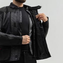 KURTKA MOTOCYKLOWA TEKSTYLNA BROGER OVERLAND BLACK DARK GREY RED 