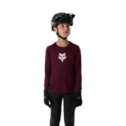 KOSZULKA ROWEROWA Z DŁUGIM RĘKAWEM JUNIOR FOX RANGER HEAD DARK MAROON  ENDURO CROSS