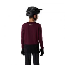 KOSZULKA ROWEROWA Z DŁUGIM RĘKAWEM JUNIOR FOX RANGER HEAD DARK MAROON  ENDURO CROSS