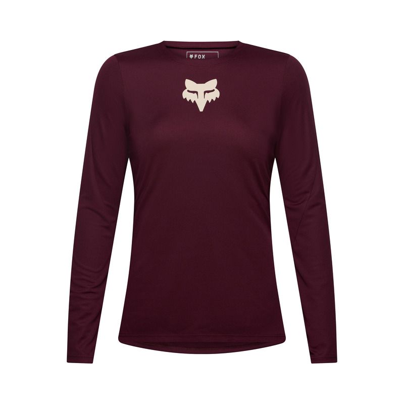 KOSZULKA ROWEROWA Z DŁUGIM RĘKAWEM DAMSKA FOX RANGER HEAD DARK MAROON  ENDURO CROSS