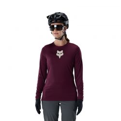 KOSZULKA ROWEROWA Z DŁUGIM RĘKAWEM DAMSKA FOX RANGER HEAD DARK MAROON  ENDURO CROSS