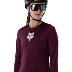 KOSZULKA ROWEROWA Z DŁUGIM RĘKAWEM DAMSKA FOX RANGER HEAD DARK MAROON  ENDURO CROSS