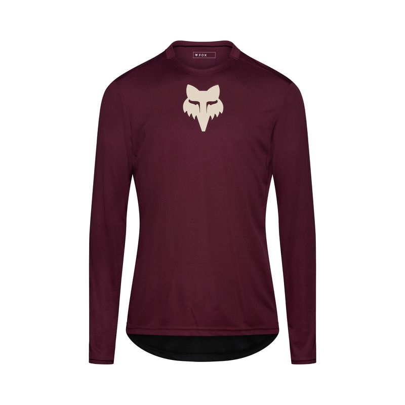 KOSZULKA ROWEROWA Z DŁUGIM RĘKAWEM FOX RANGER HEAD DARK MAROON  ENDURO CROSS