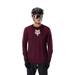 KOSZULKA ROWEROWA Z DŁUGIM RĘKAWEM FOX RANGER HEAD DARK MAROON  ENDURO CROSS