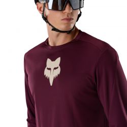 KOSZULKA ROWEROWA Z DŁUGIM RĘKAWEM FOX RANGER HEAD DARK MAROON  ENDURO CROSS