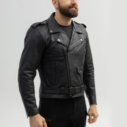 KURTKA MOTOCYKLOWA SKÓRZANA BROGER ROCKER BLACK 