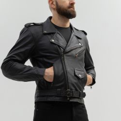 KURTKA MOTOCYKLOWA SKÓRZANA BROGER ROCKER BLACK 