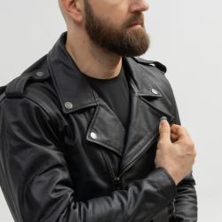 KURTKA MOTOCYKLOWA SKÓRZANA BROGER ROCKER BLACK 