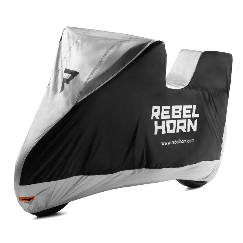 POKROWIEC NA MOTOCYKL REBELHORN SHELTER Z MIEJSCEM NA KUFER BLACK SILVER 
